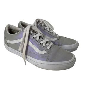 VANS Old Skool Sneakers Iridescent Low Top Womens Size 8.5 Purple Gray Lace Up